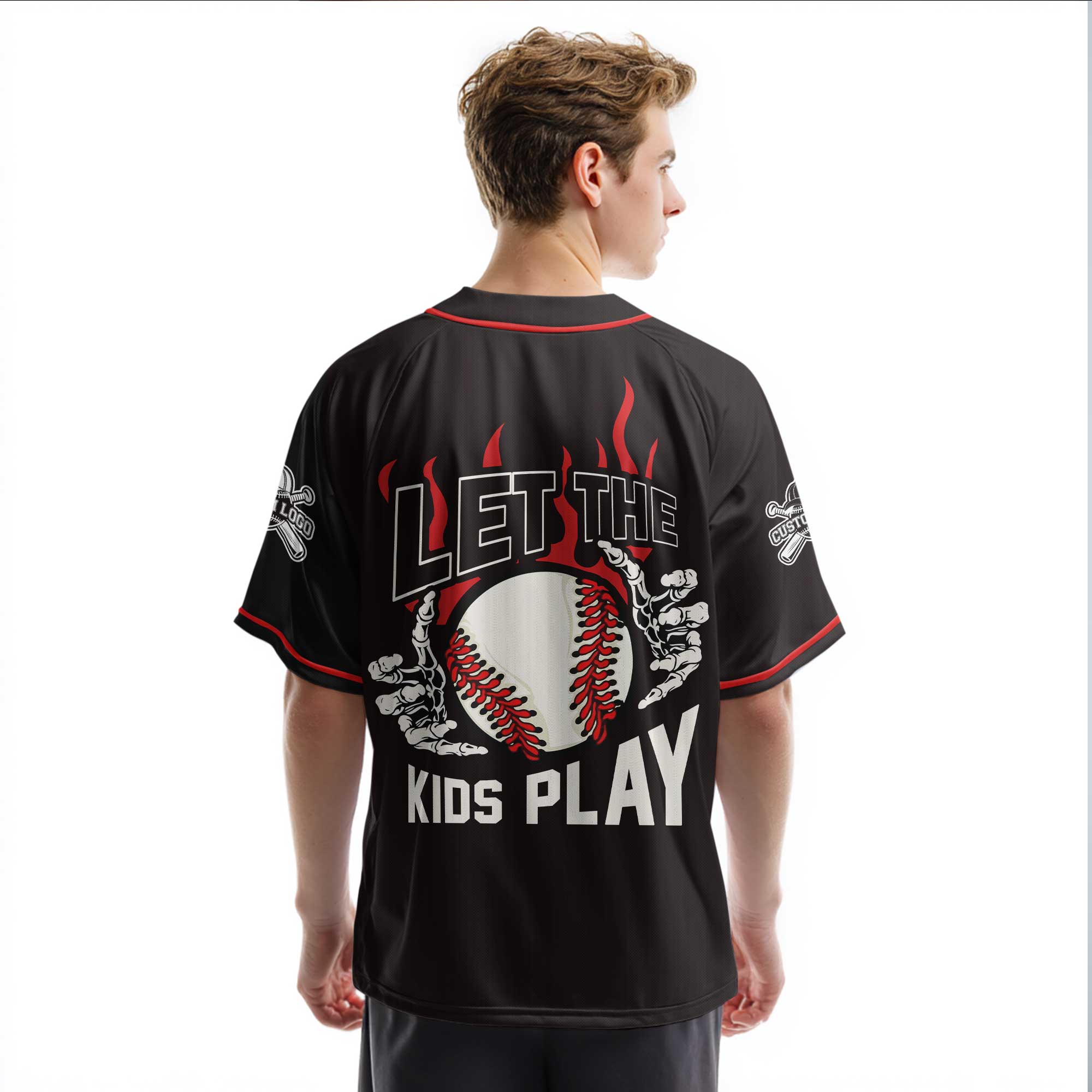 Let The Kids Play - Custom Black Baseball Jersey