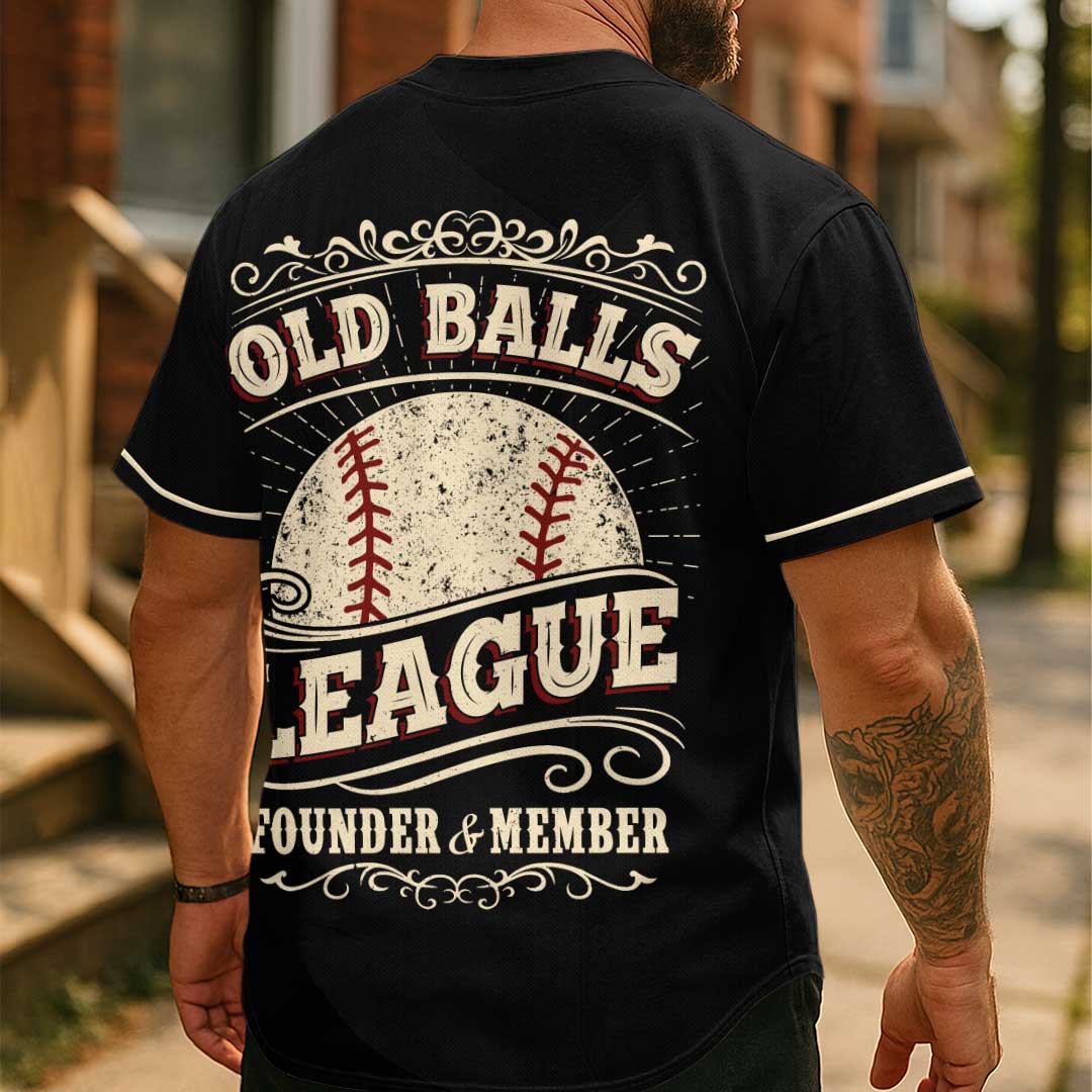 Old Balls League Founder and Member - Custom Black Baseball Jersey