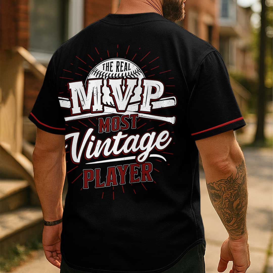 The Real MVP - Custom Black Baseball Jersey
