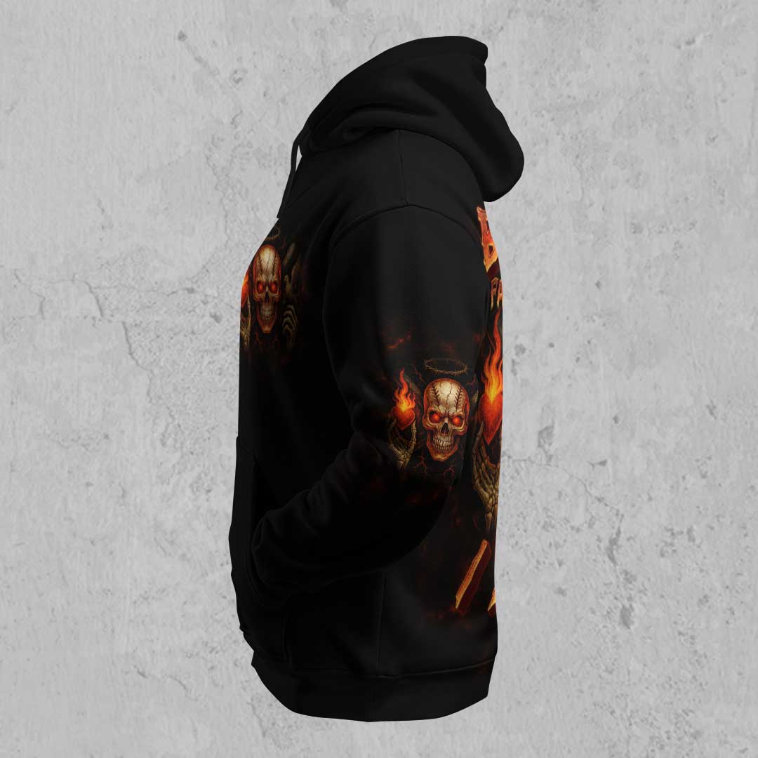 Baseball, Family and Peace - Custom Black Skull Baseball Hoodie