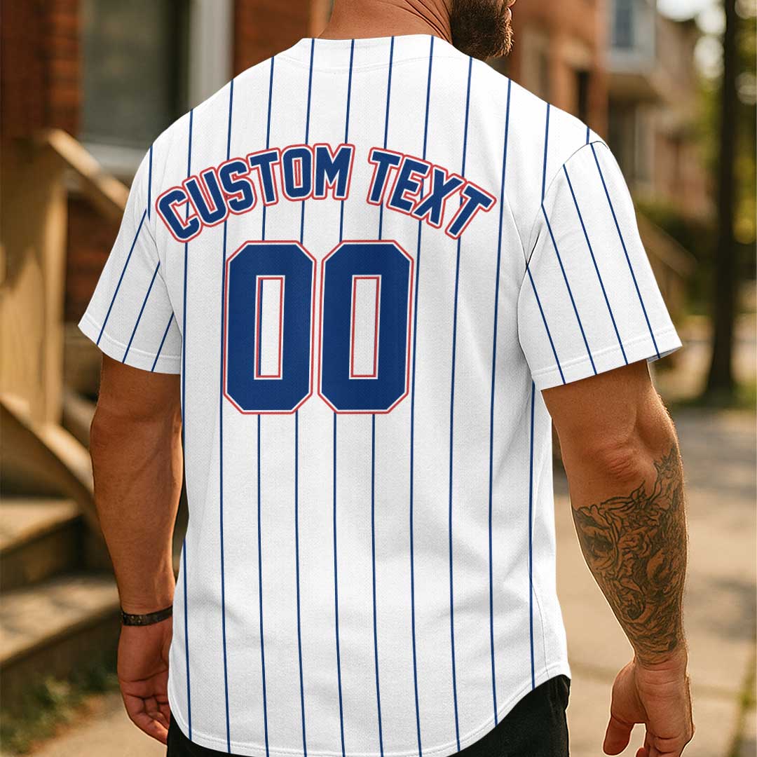 All Star Dad - Custom White Navy Stripe Baseball Jersey