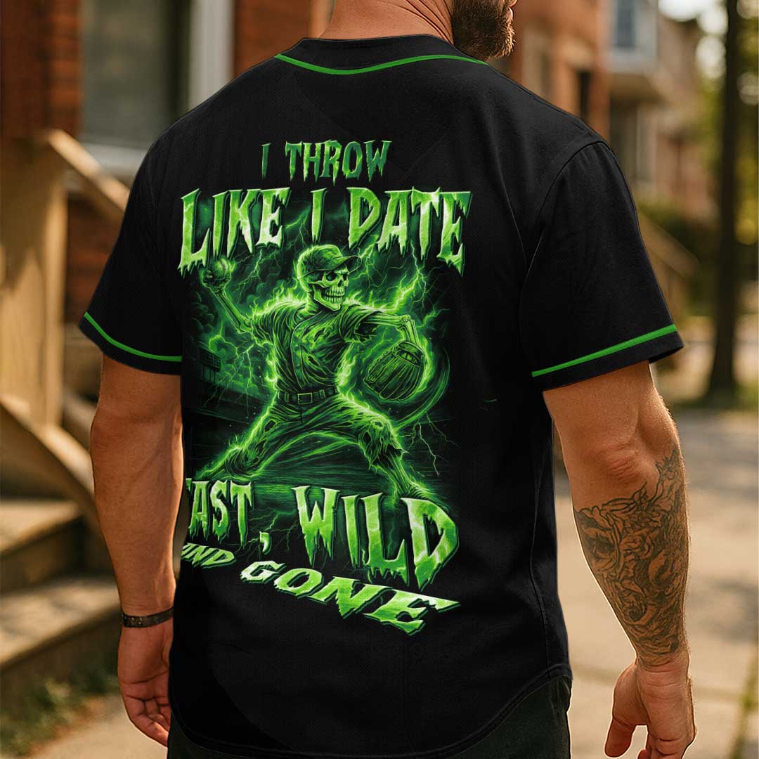 Fast, Wild and Gone - Custom Black Skull Baseball Jersey