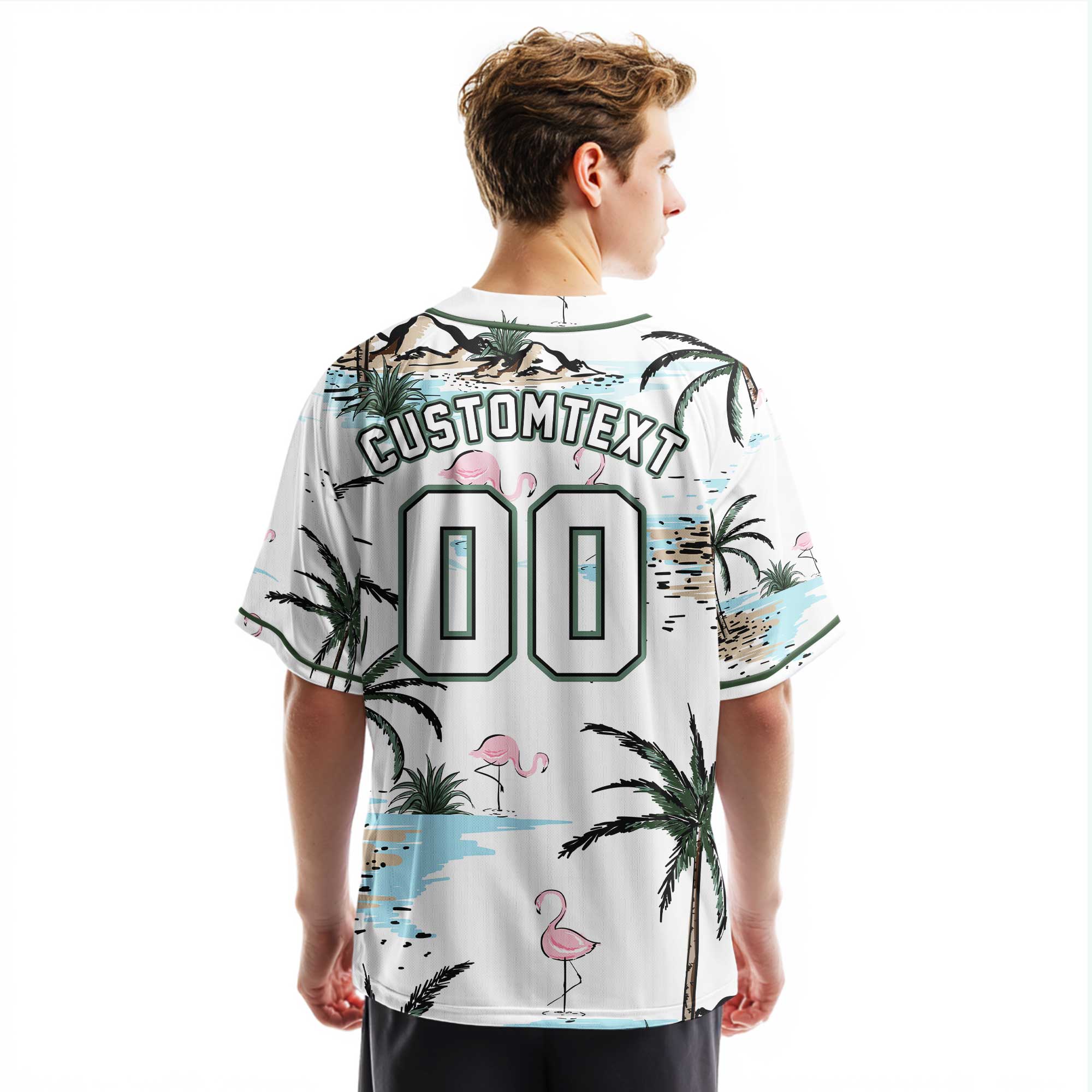 Custom Flamingo Summer Beach  Baseball Jersey