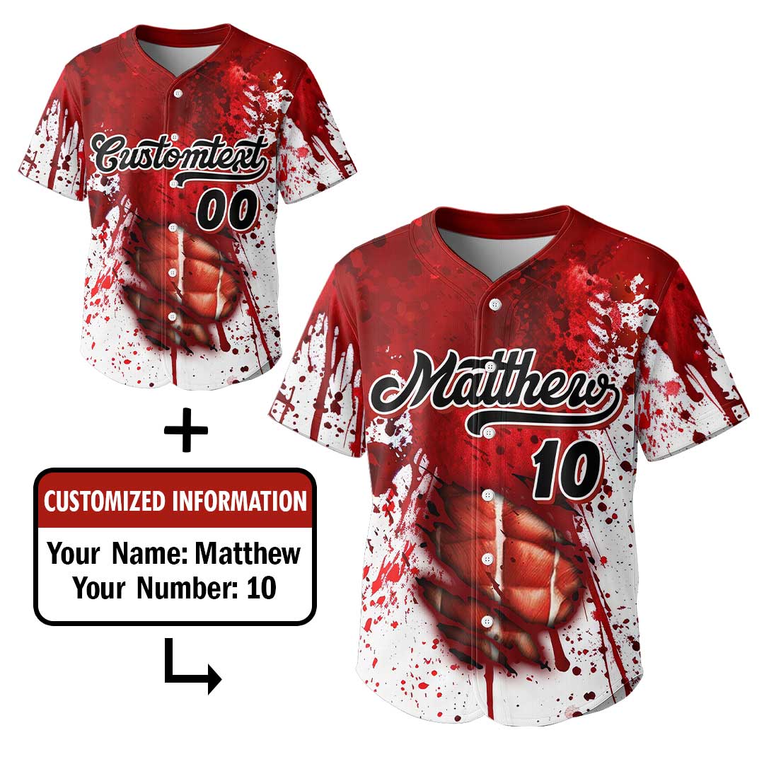 Custom Halloween Costume Ripped Zombies Cosplay Baseball Jersey