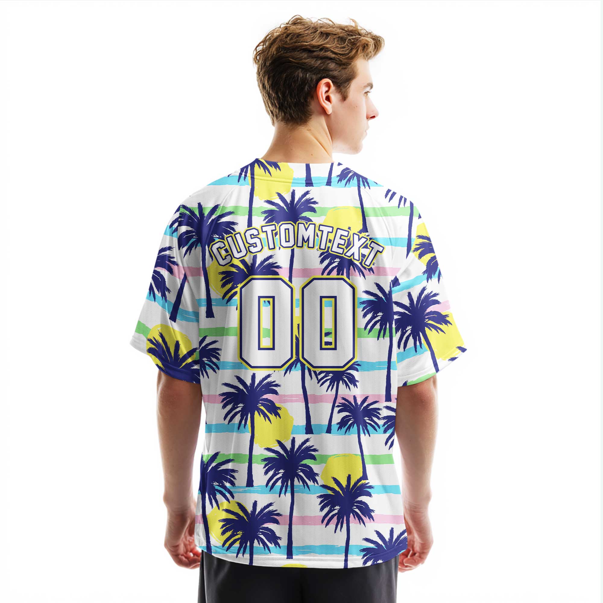 Custom Hawaii Palm Tree Sunrise Baseball Jersey