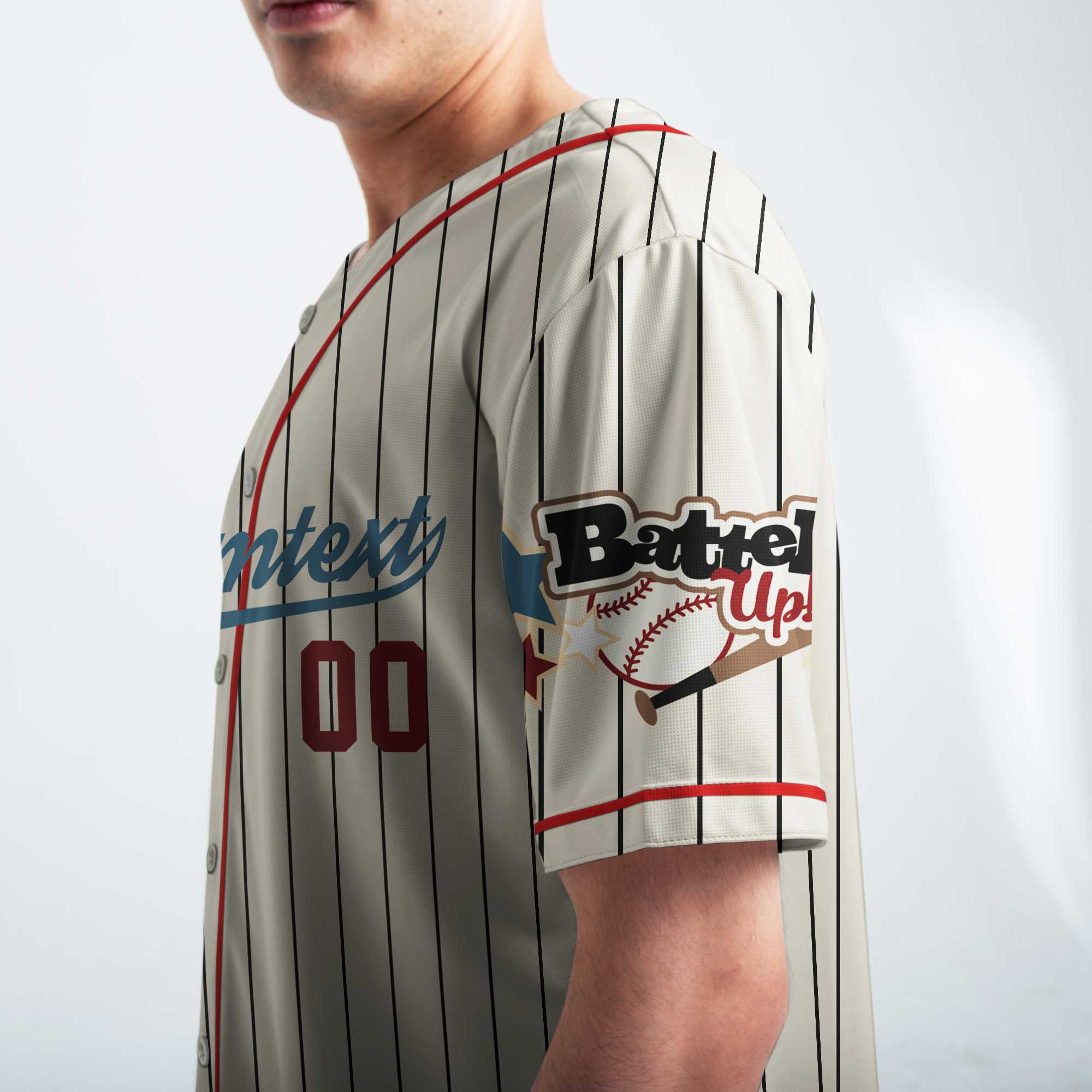 Baseball Slangs - Custom Cream Red Blue Baseball Jersey