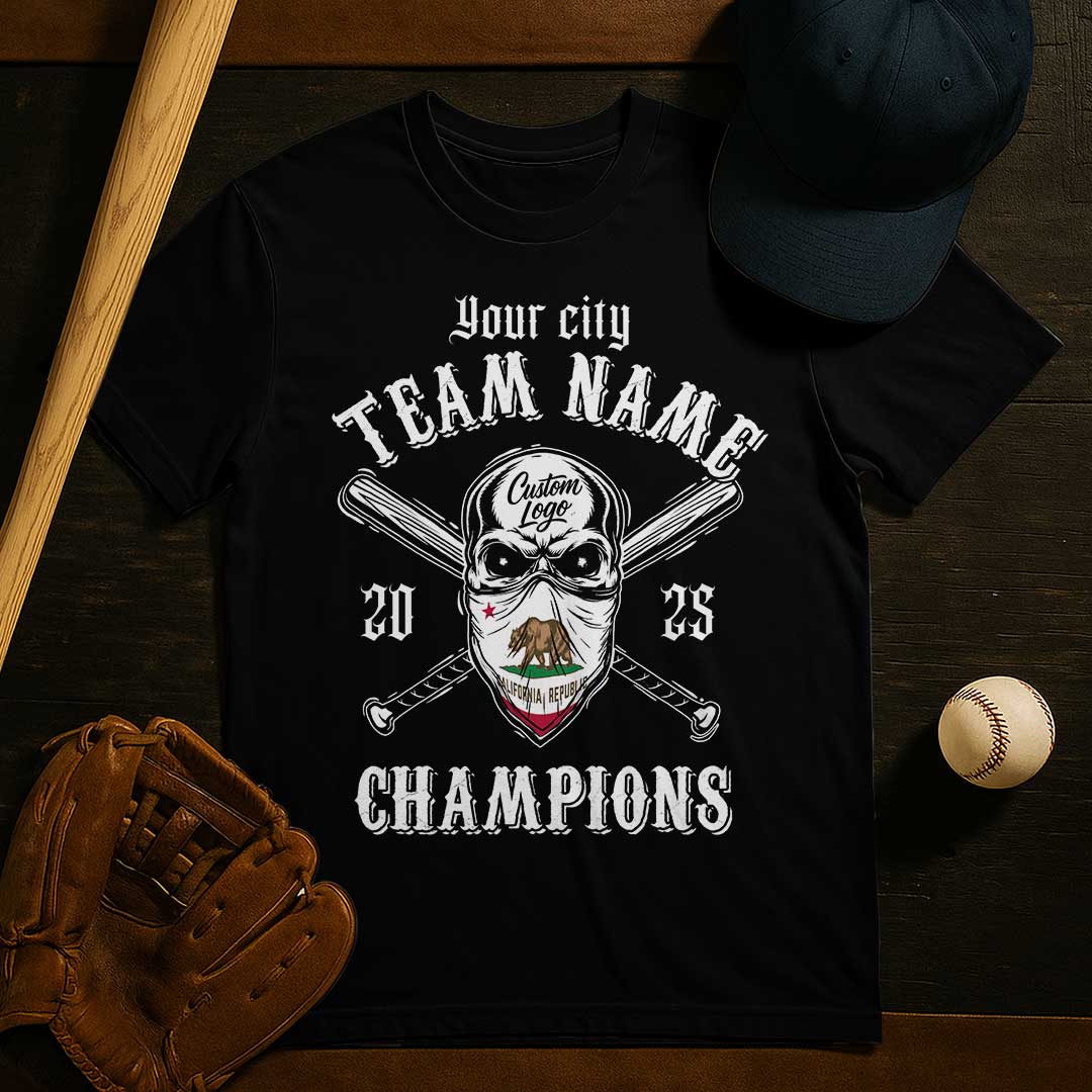 California Baseball Team Champions - Black Baseball T-Shirt