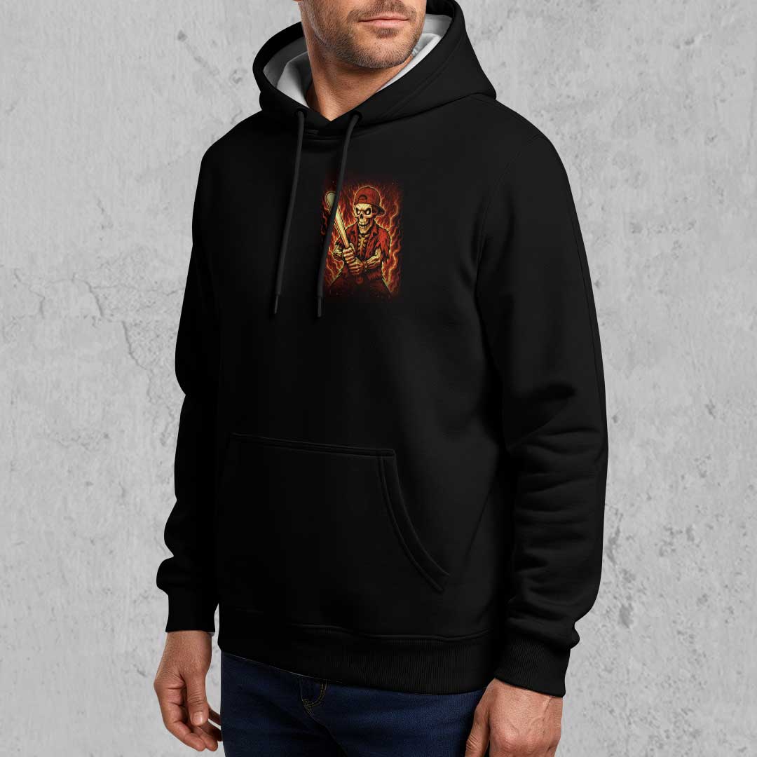 Handle My Bat Like A Pro - Custom Black Skull Baseball Hoodie