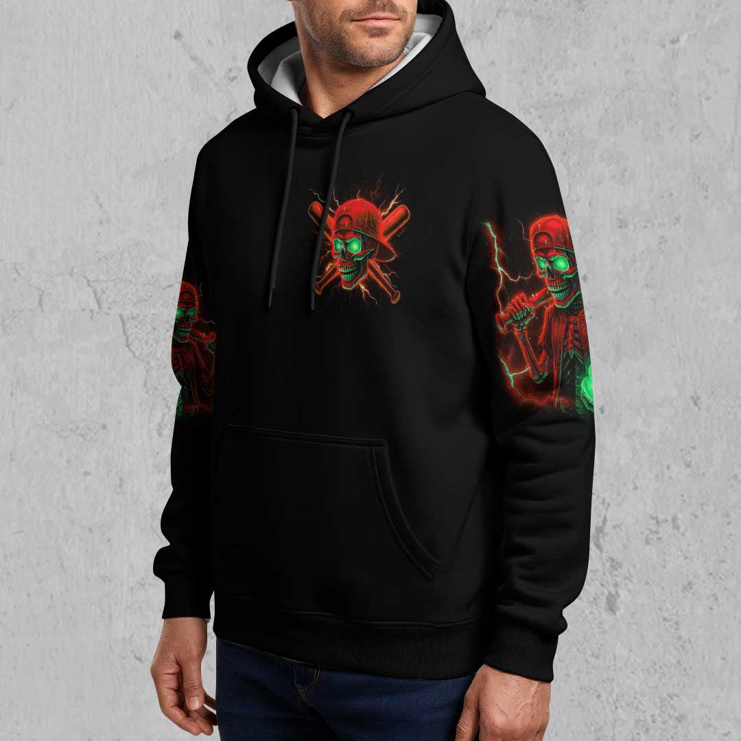 I Play Hardball - Black Skull Baseball Hoodie