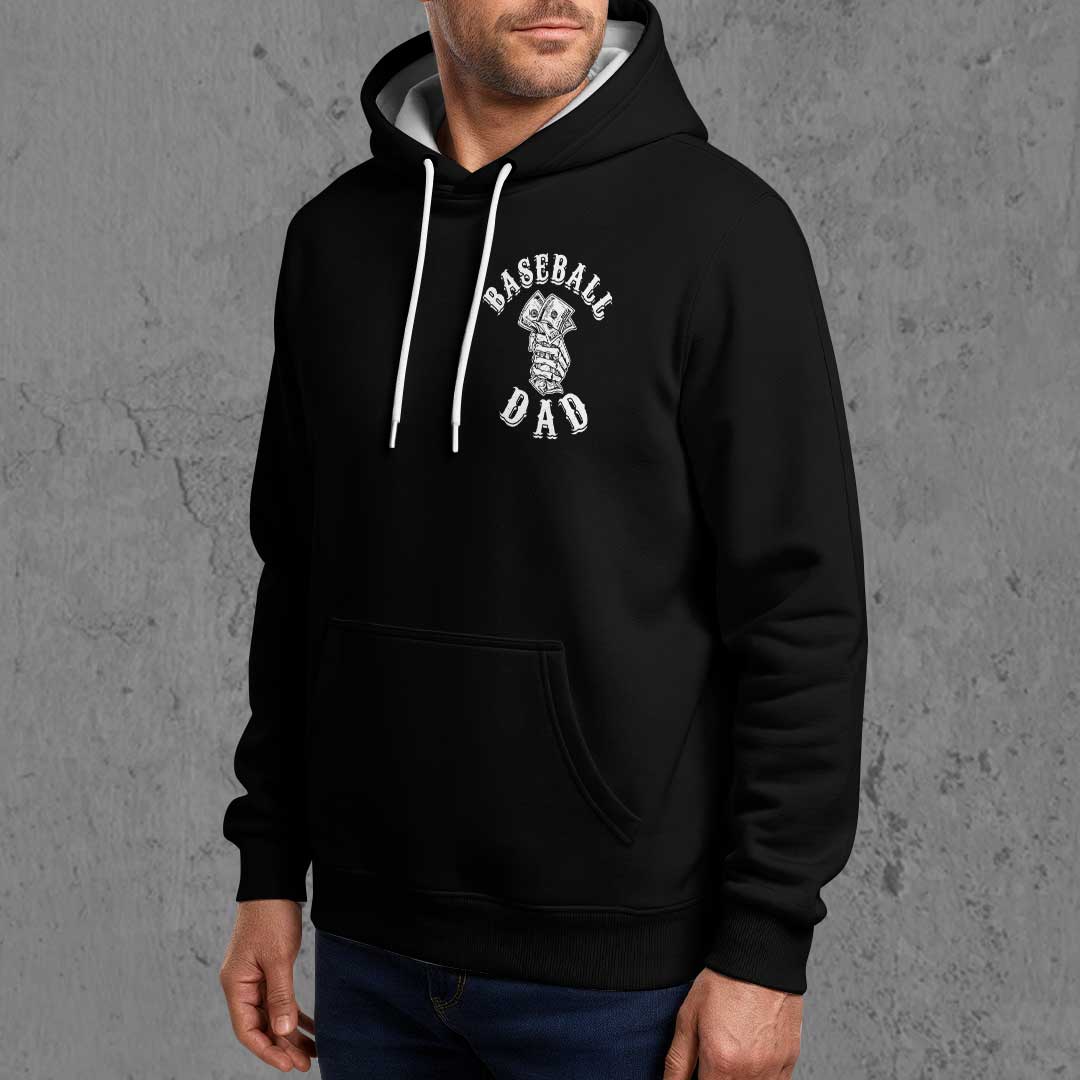 The Only Thing I Throw Is My Money - Black and White Dad Baseball Hoodie