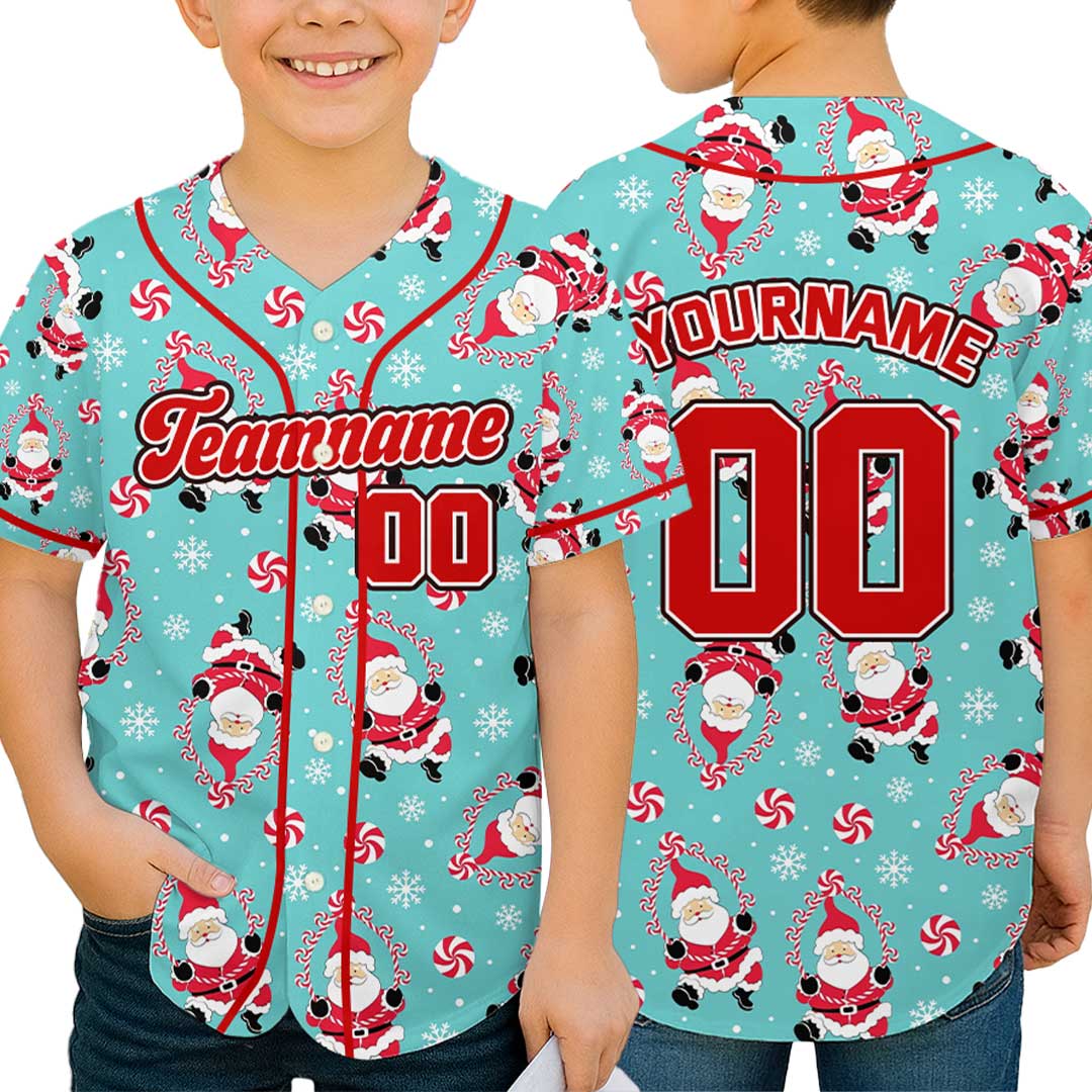 Custom Baseball Jersey with Christmas Pattern