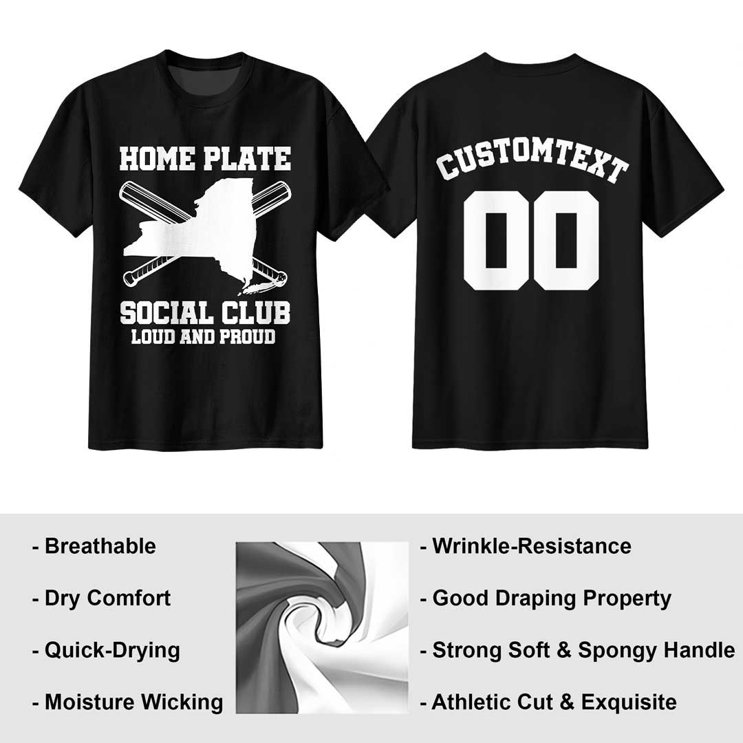 California Home Plate Social Club - Black White Baseball T-Shirt