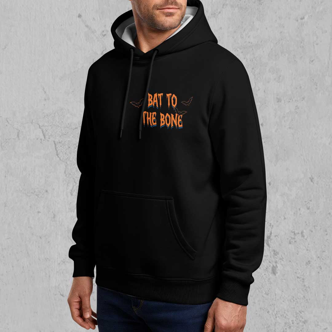 Bat To The Bone - Black Halloween Baseball Hoodie
