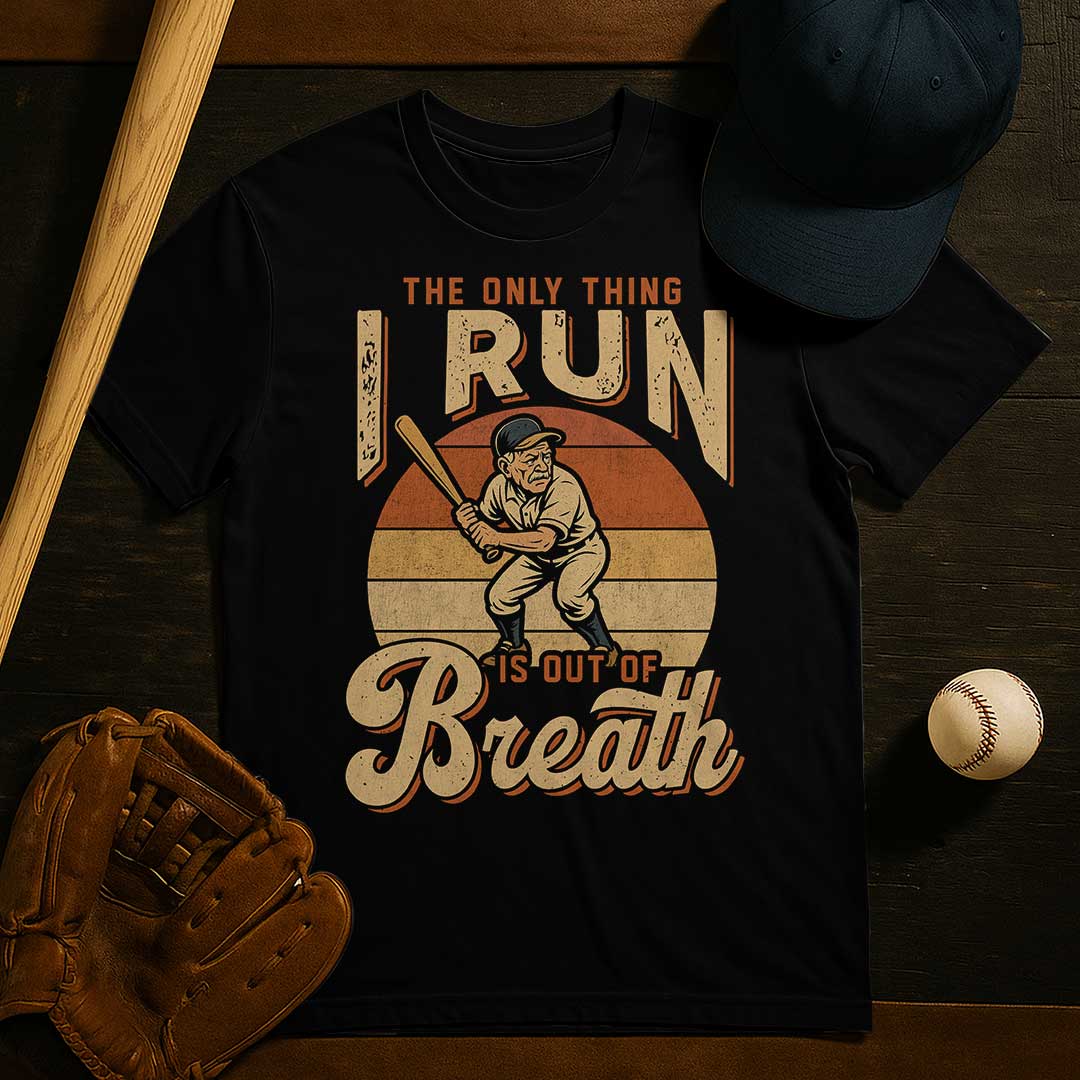 The Only Thing I Run Is Out Of Breath - Black Grey Baseball T-Shirt